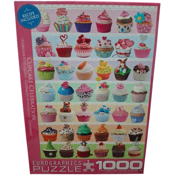Eurographics Puzzle Cupcake Celebration 1000 Piece Jigsaw Puzzle w Recipe - Picture 1 of 6
